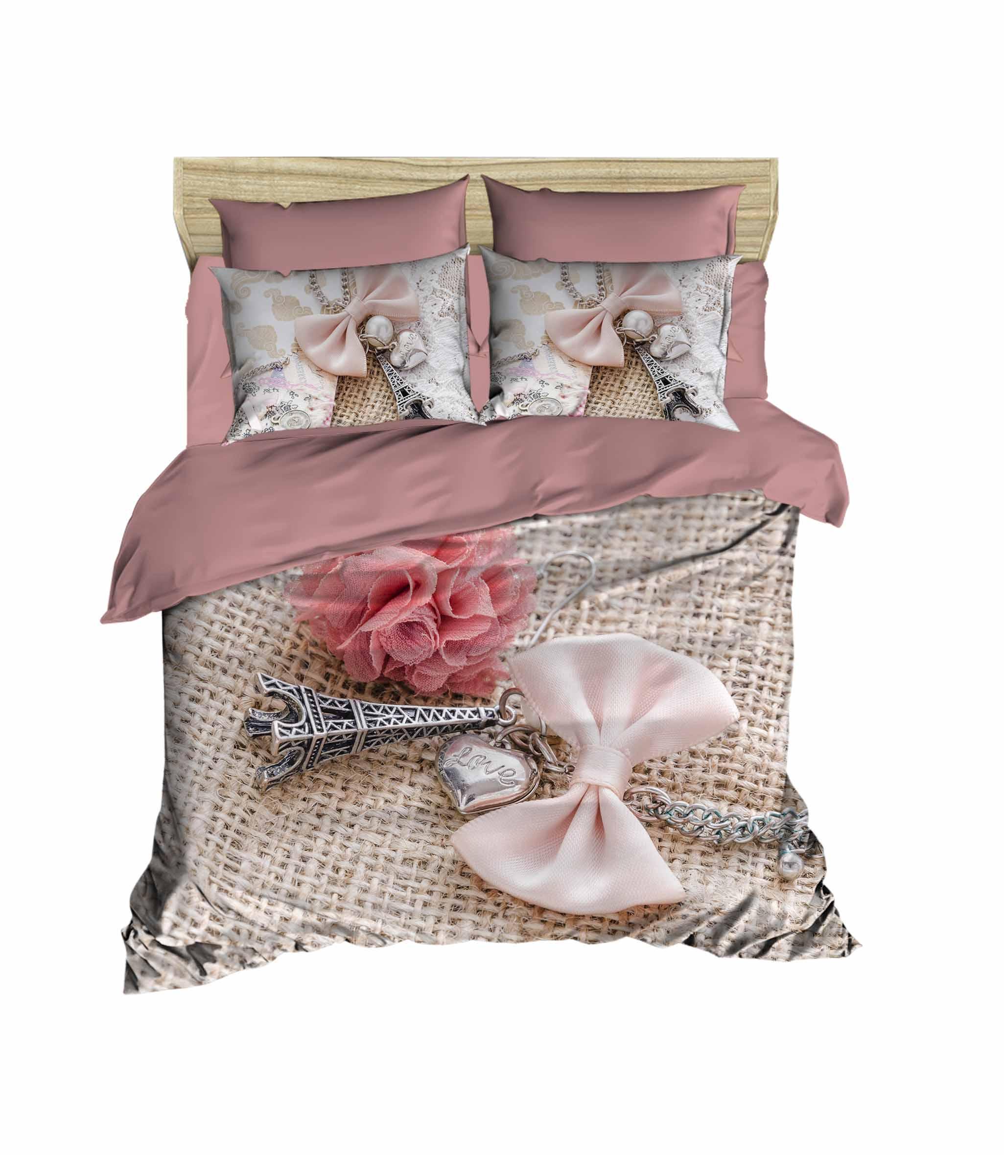 Çift Kişilik 3 Boyutlu 4 Parça Pamuk Saten 3D Nevresim Takımı