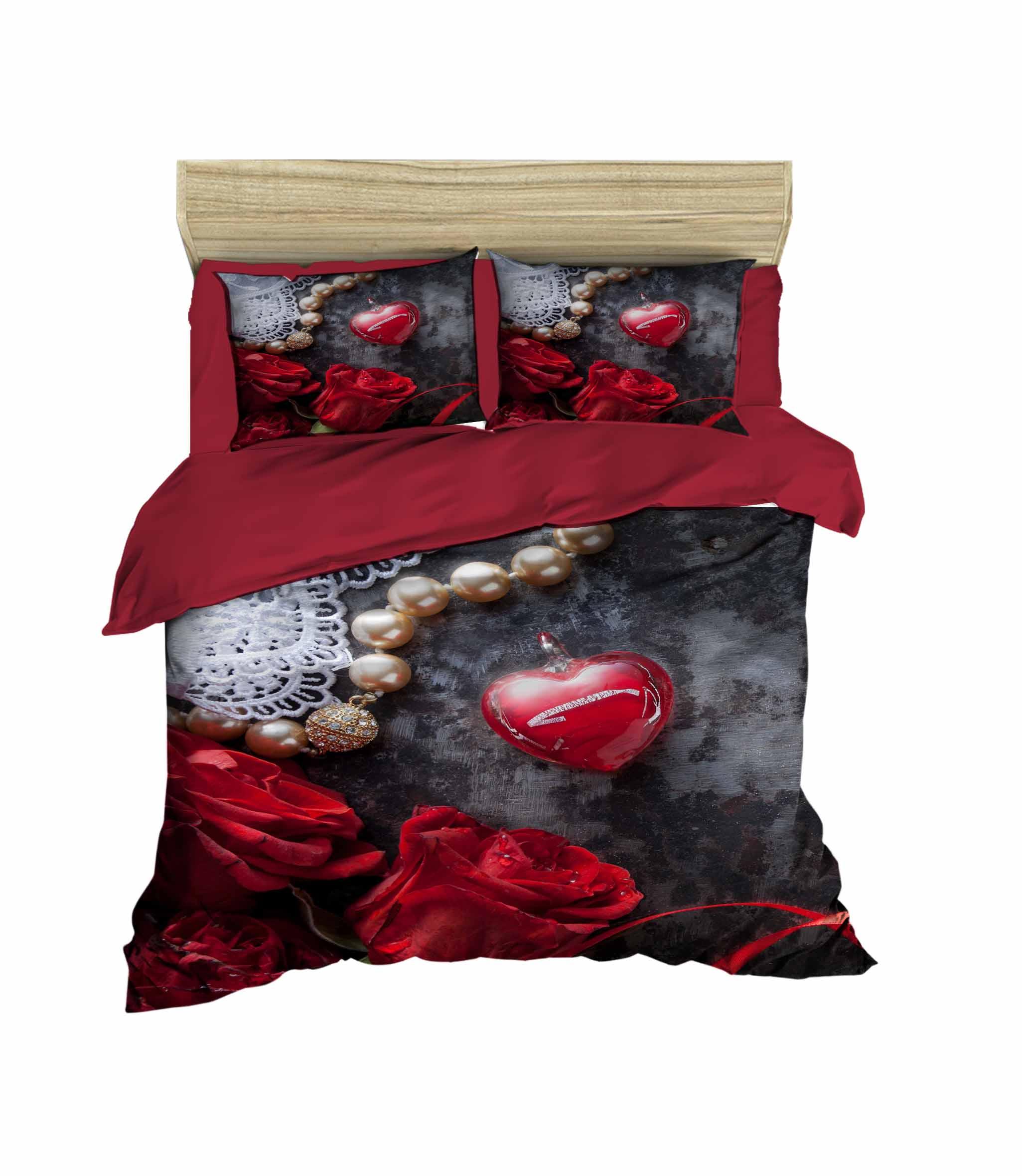 Çift Kişilik 3 Boyutlu 4 Parça Pamuk Saten 3D Nevresim Takımı